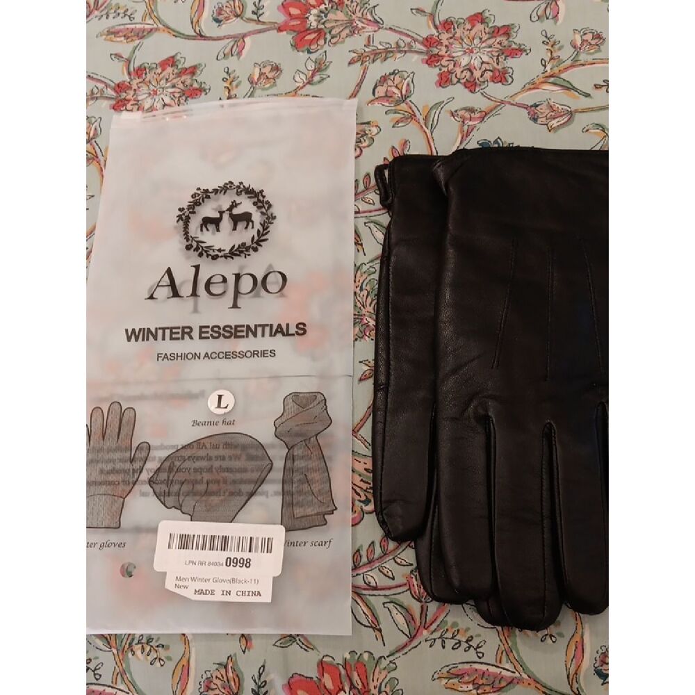 NWT Alepo Black Sheepskin Gloves With Cashmere Lining